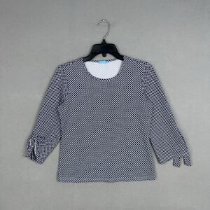 J McLaughlin Shirt Womens XS Blue White Basket Weave Catalina Cloth Coast Resort